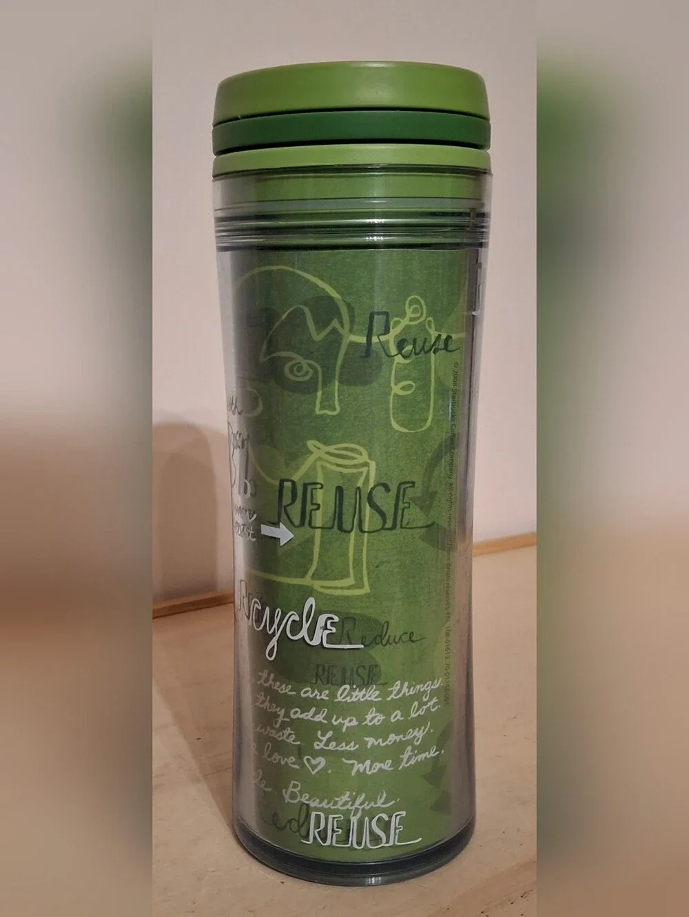 2008 Starbucks tumbler, green 